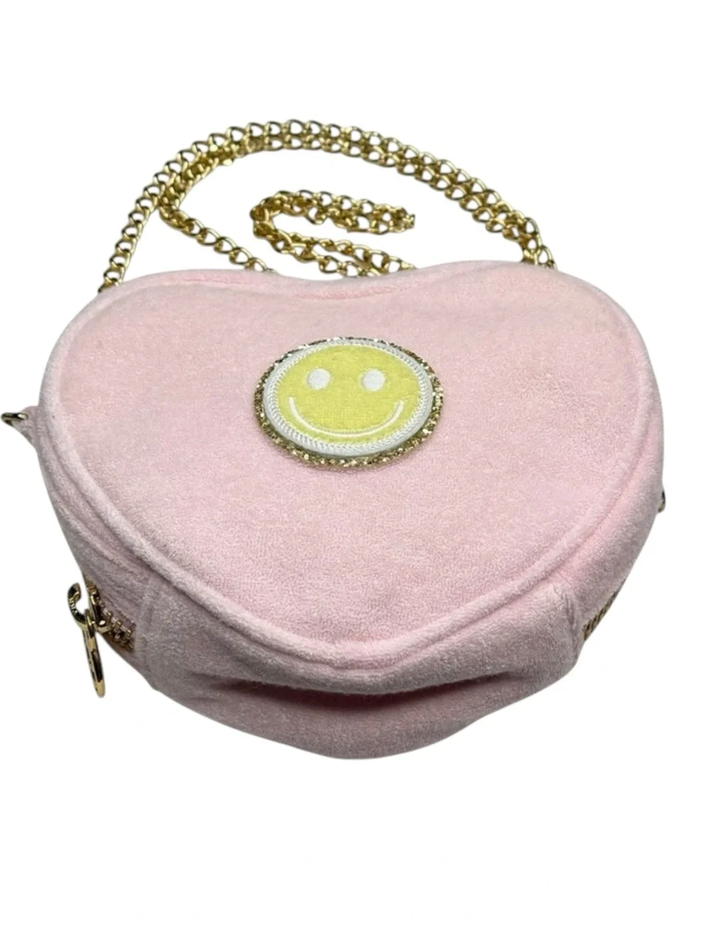 SCL x Target ☻︎ Terry Heart Crossbody Bag ☻︎ Smiley L Initial Patches ☻︎ Pink ☻︎